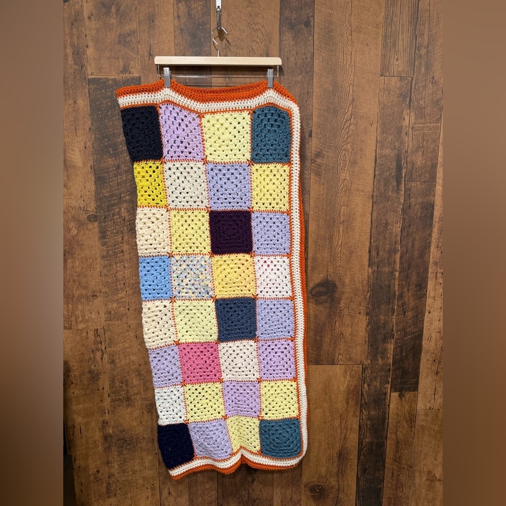 handmade crochet granny square afghan blanket 43x48